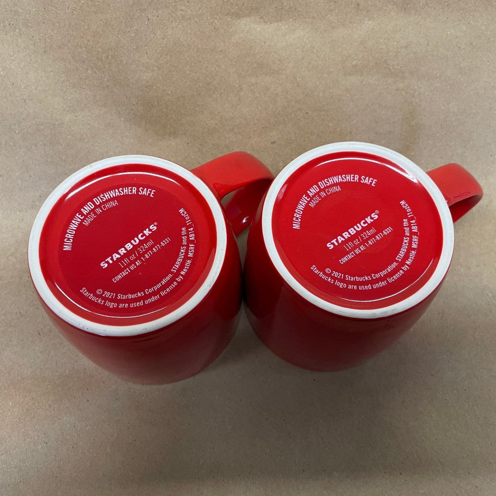 Starbucks Red with Green Siren Mugs-2021 Pair